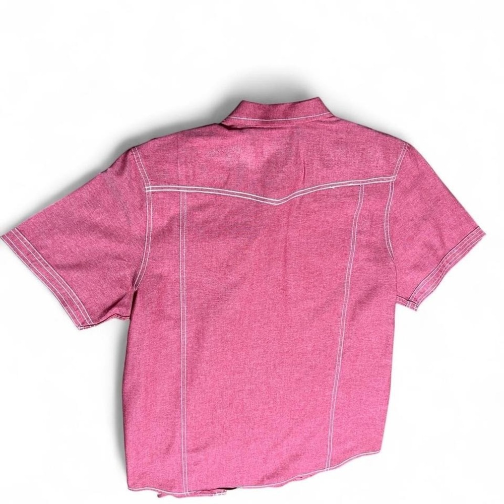Red button up shirt with white stitching - Picture 5 of 5